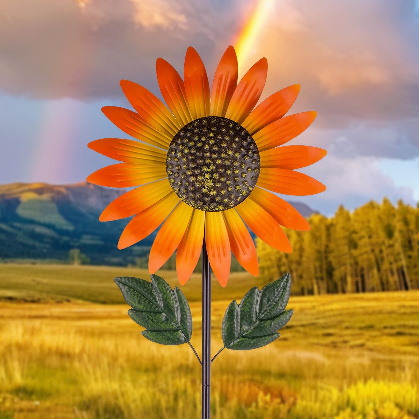 Venniy Sunflower Wind Spinner — 57-Inch Outdoor Garden Windmill