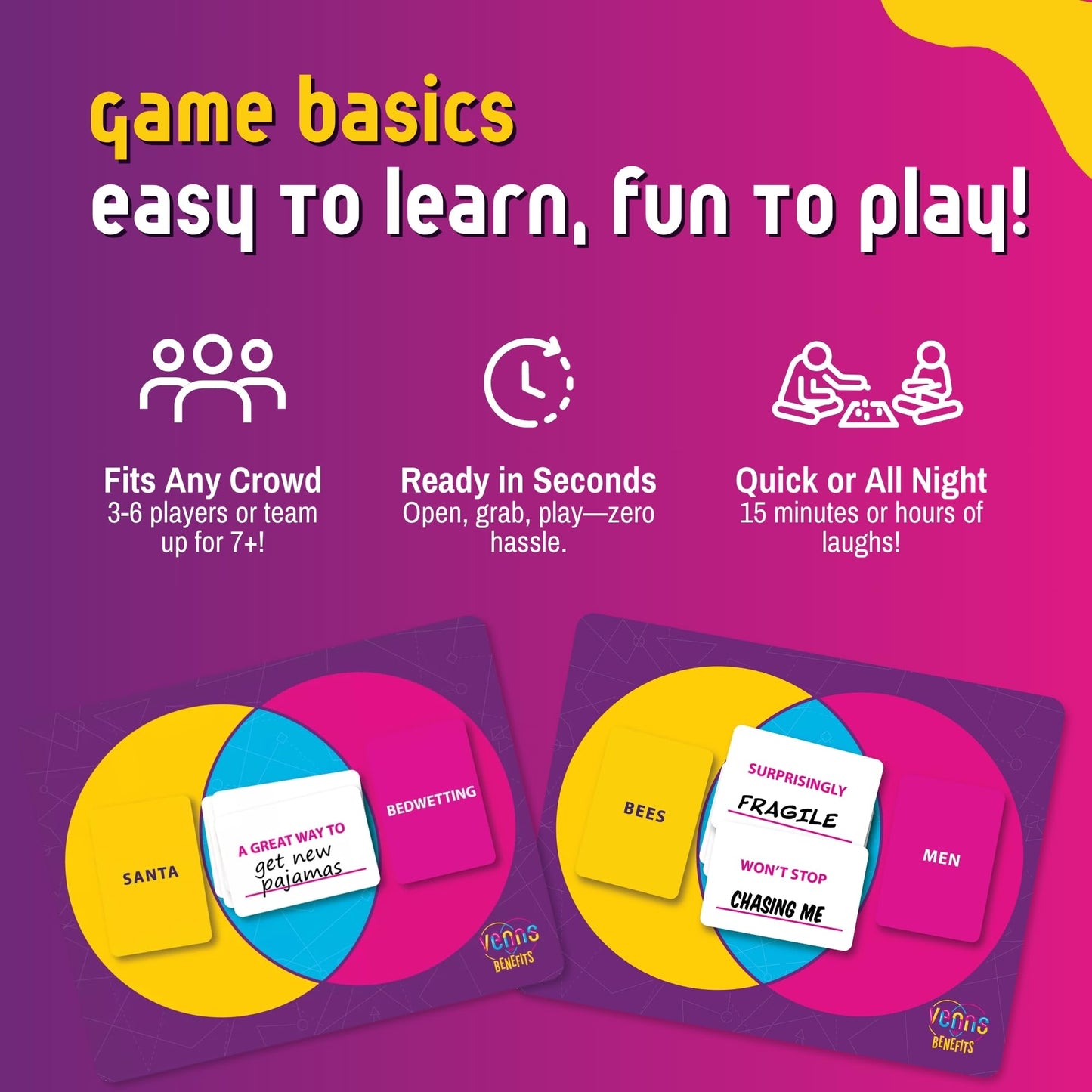 VENNS WITH BENEFITS – Fun Venn Diagram Board Game for 3+ Players | Teens & Adults