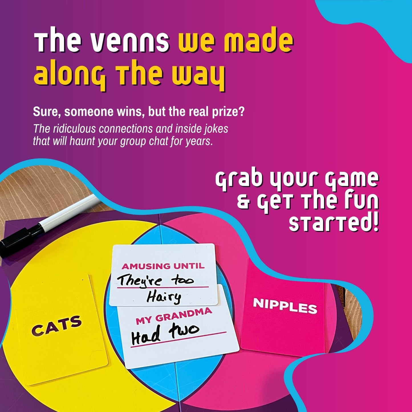 VENNS WITH BENEFITS – Fun Venn Diagram Board Game for 3+ Players | Teens & Adults