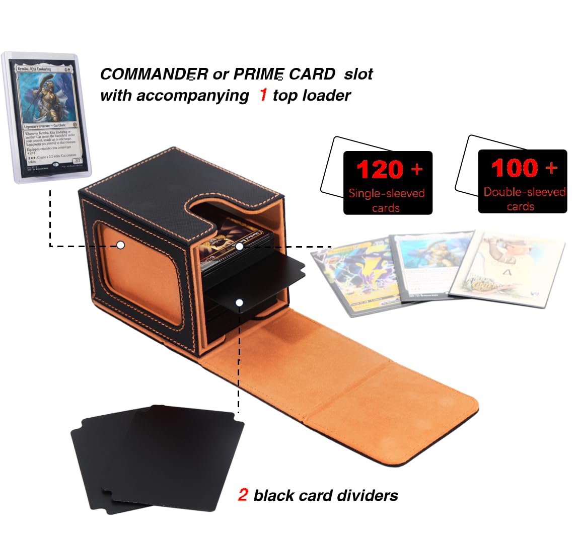Venssu MTG Deck Box with Window – Commander Display, 100 Double-Sleeved Cards