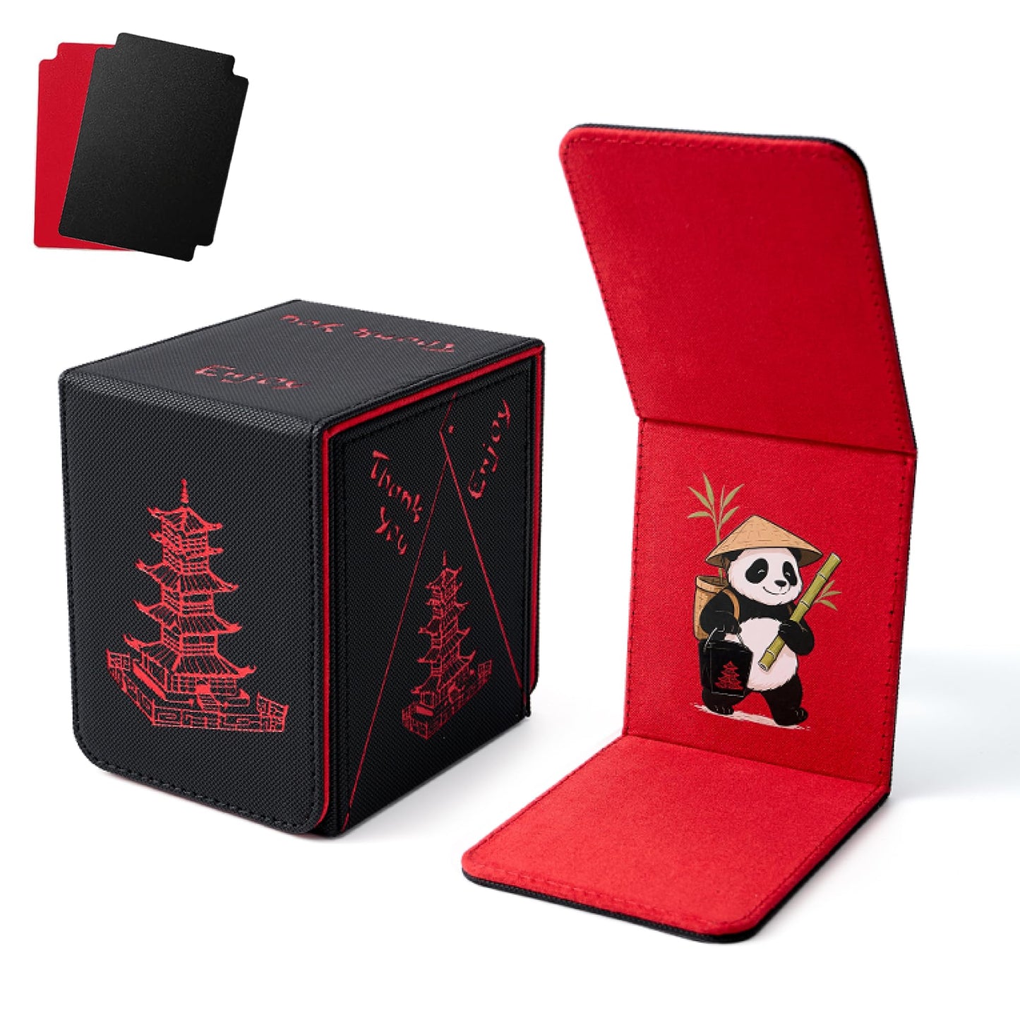 Venssu Chinese Takeout Deck Box – PU Leather Commander Case for 100+ Double-Sleeved Cards