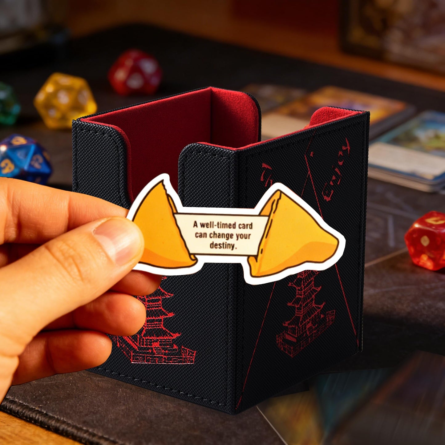 Venssu Chinese Takeout Deck Box – PU Leather Commander Case for 100+ Double-Sleeved Cards