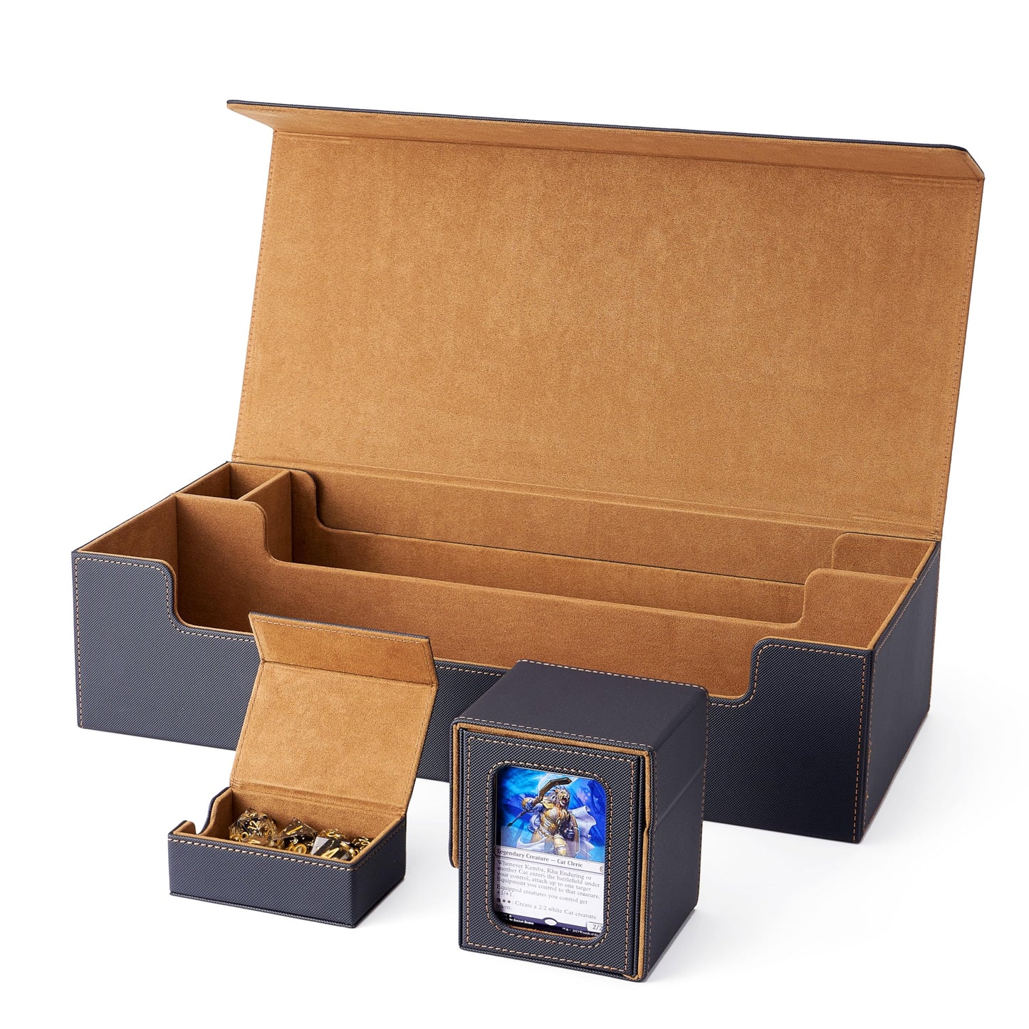 Venssu MTG Deck Box – Holds 5 Display Deck Boxes, Playmat & Dice Case, 10 Dividers