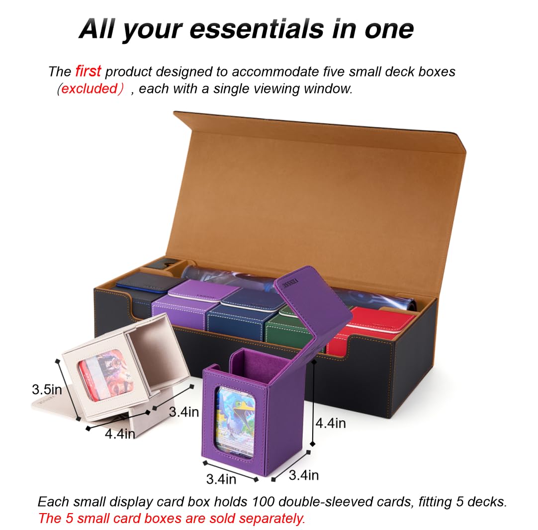 Venssu MTG Deck Box – Holds 5 Display Deck Boxes, Playmat & Dice Case, 10 Dividers