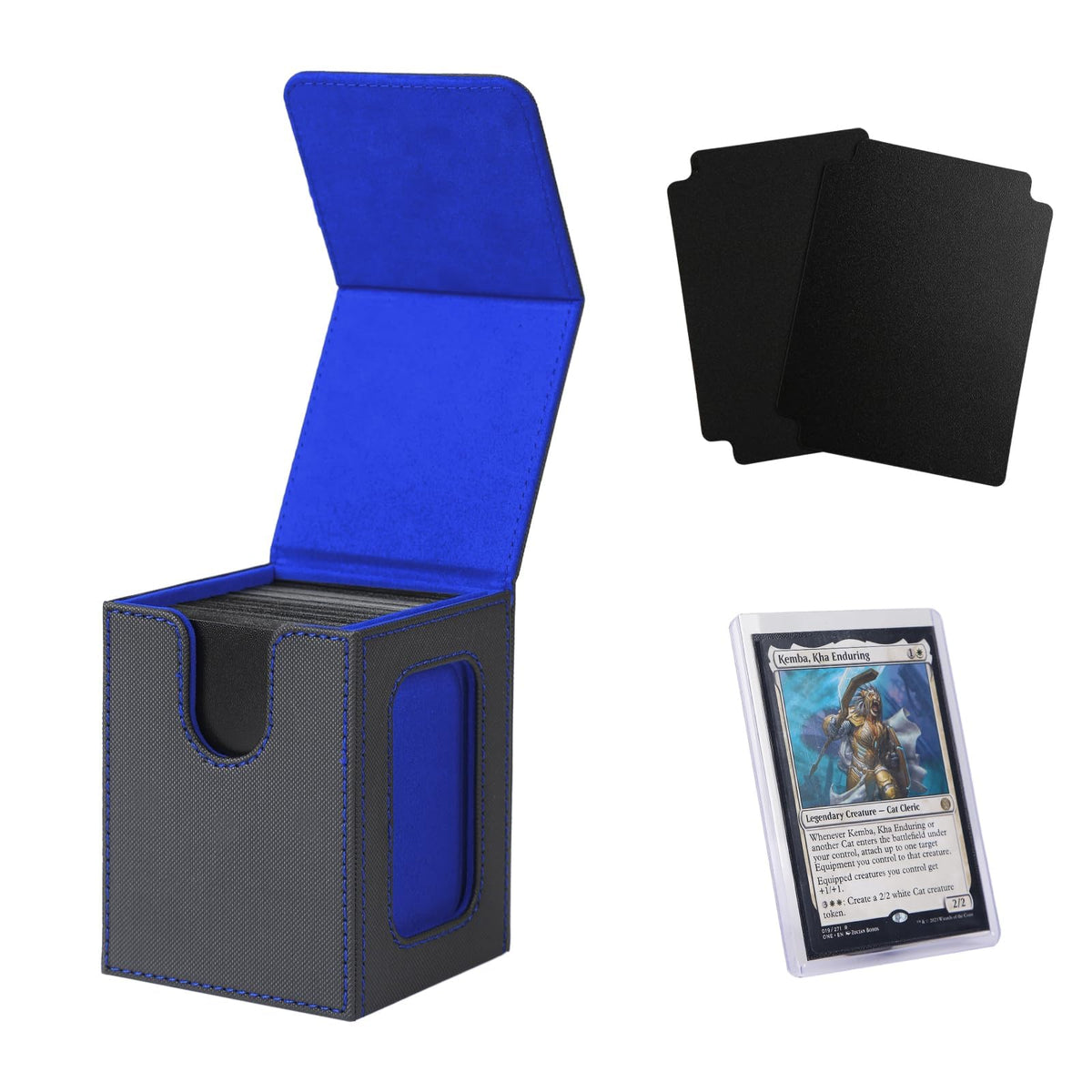 Venssu MTG Deck Box for Commander – 100 Double-Sleeved Capacity, Toploader & Dividers