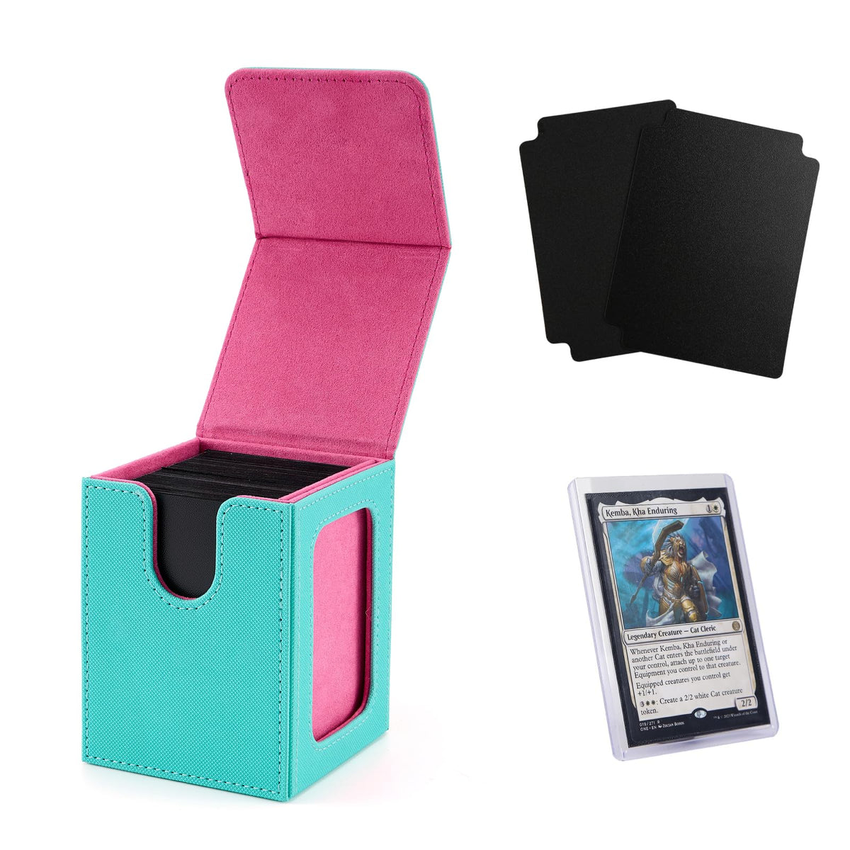 Venssu MTG Deck Box for Commander Display — Fits 100 Double-Sleeved Cards | Turquoise & Pink