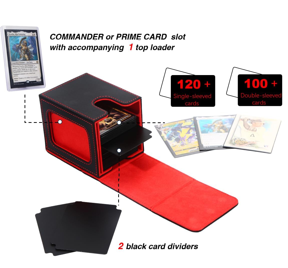 Venssu MTG Deck Box for Commander – Holds 120 Cards, Includes Top Loader & Dividers