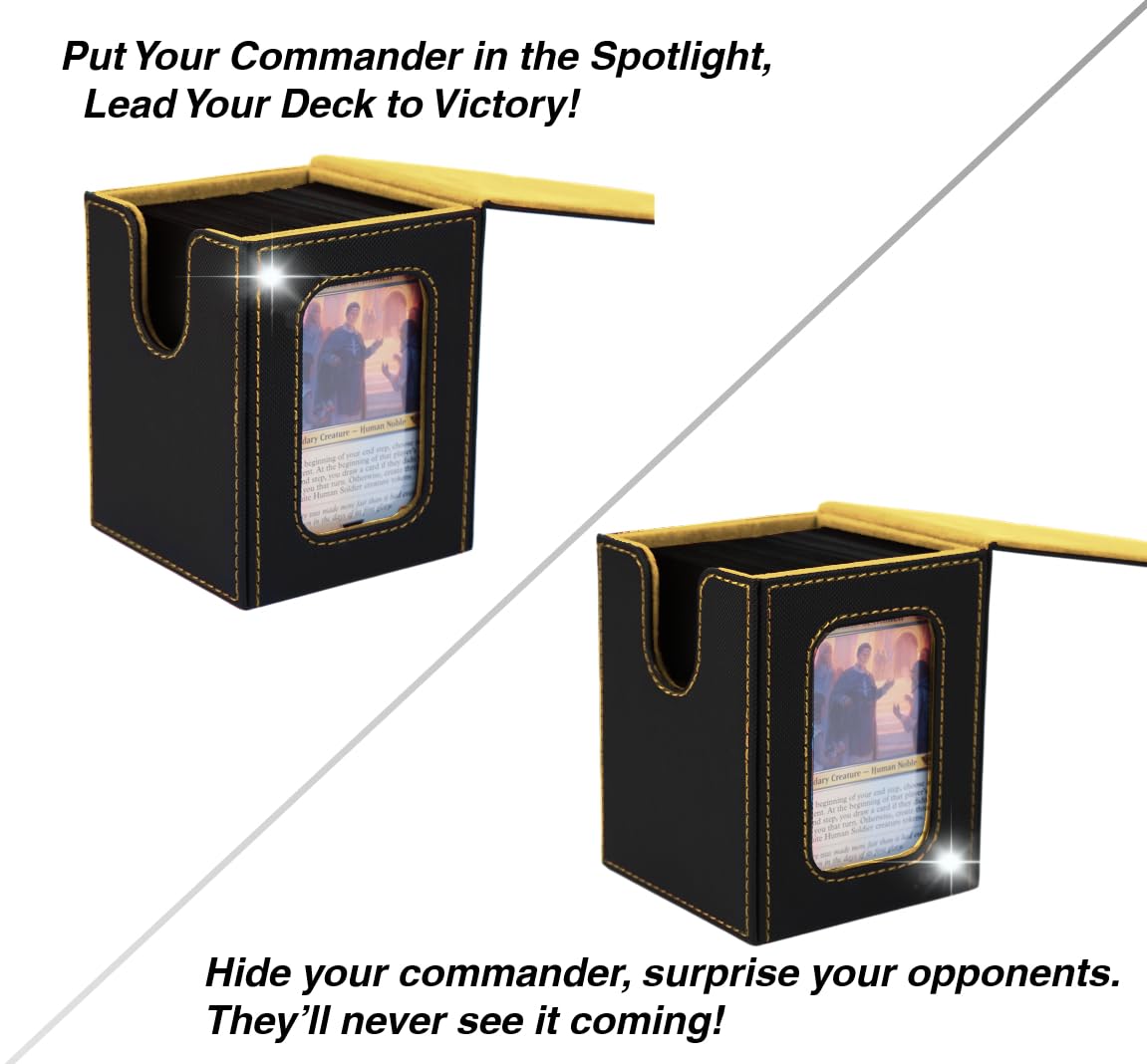 Venssu MTG Deck Box with Window – 100 Double-Sleeved / 120 Single-Sleeved, Commander Display (White & Grey, 1 Window)