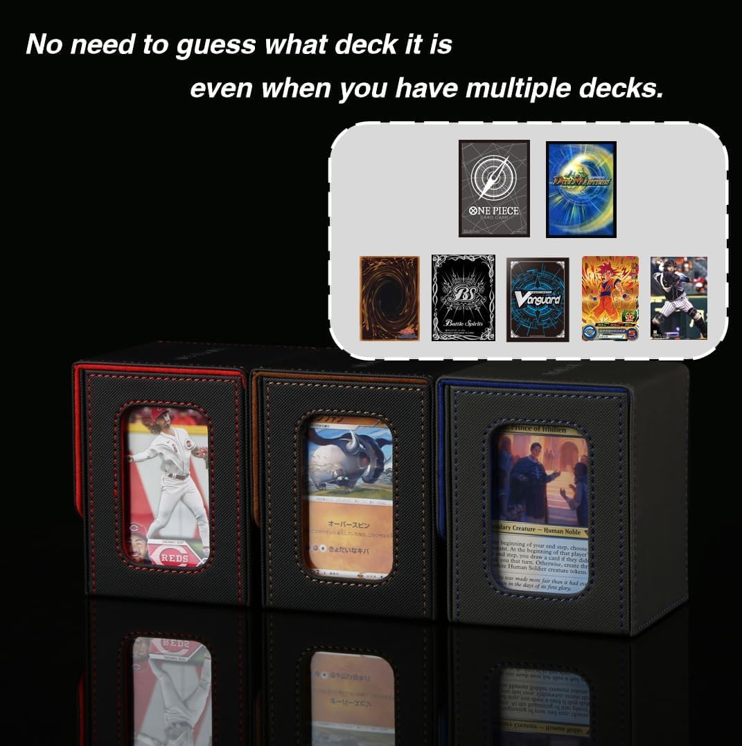 Venssu MTG Deck Box for Commander Display – Fits 100 Double-Sleeved Cards, Top Loader, 2 Dividers (Blue & Red)
