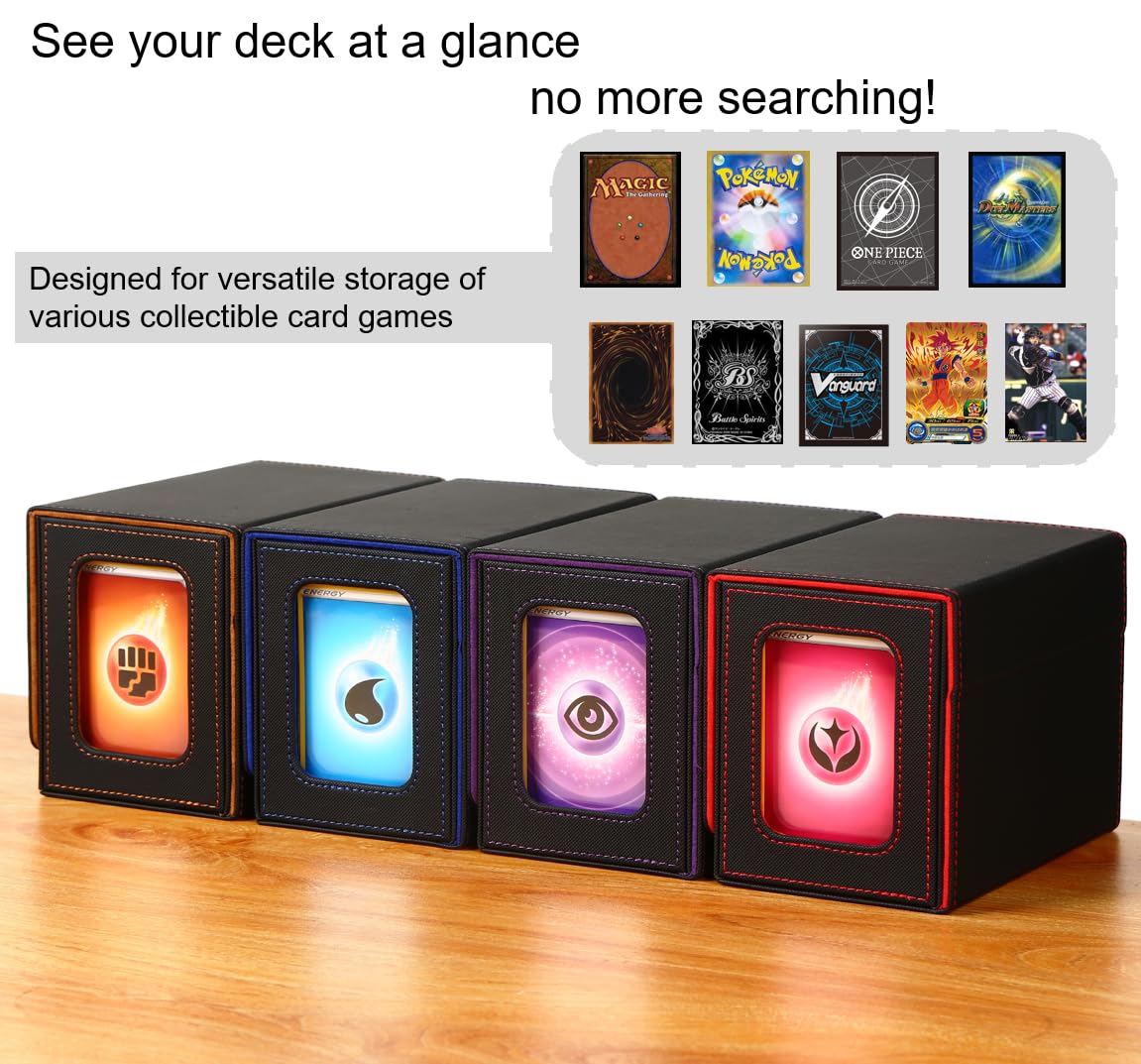 Venssu MTG Commander Deck Box – 2-Compartment Case with Dice Tray (160 DS / 200 SS) Black/Blue