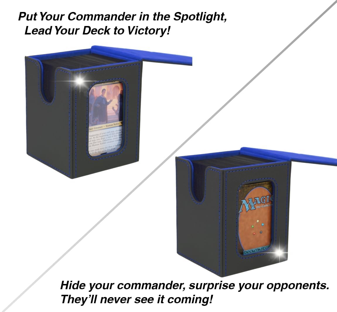 Venssu MTG Deck Box for Commander – 100 Double-Sleeved Capacity, Toploader & Dividers