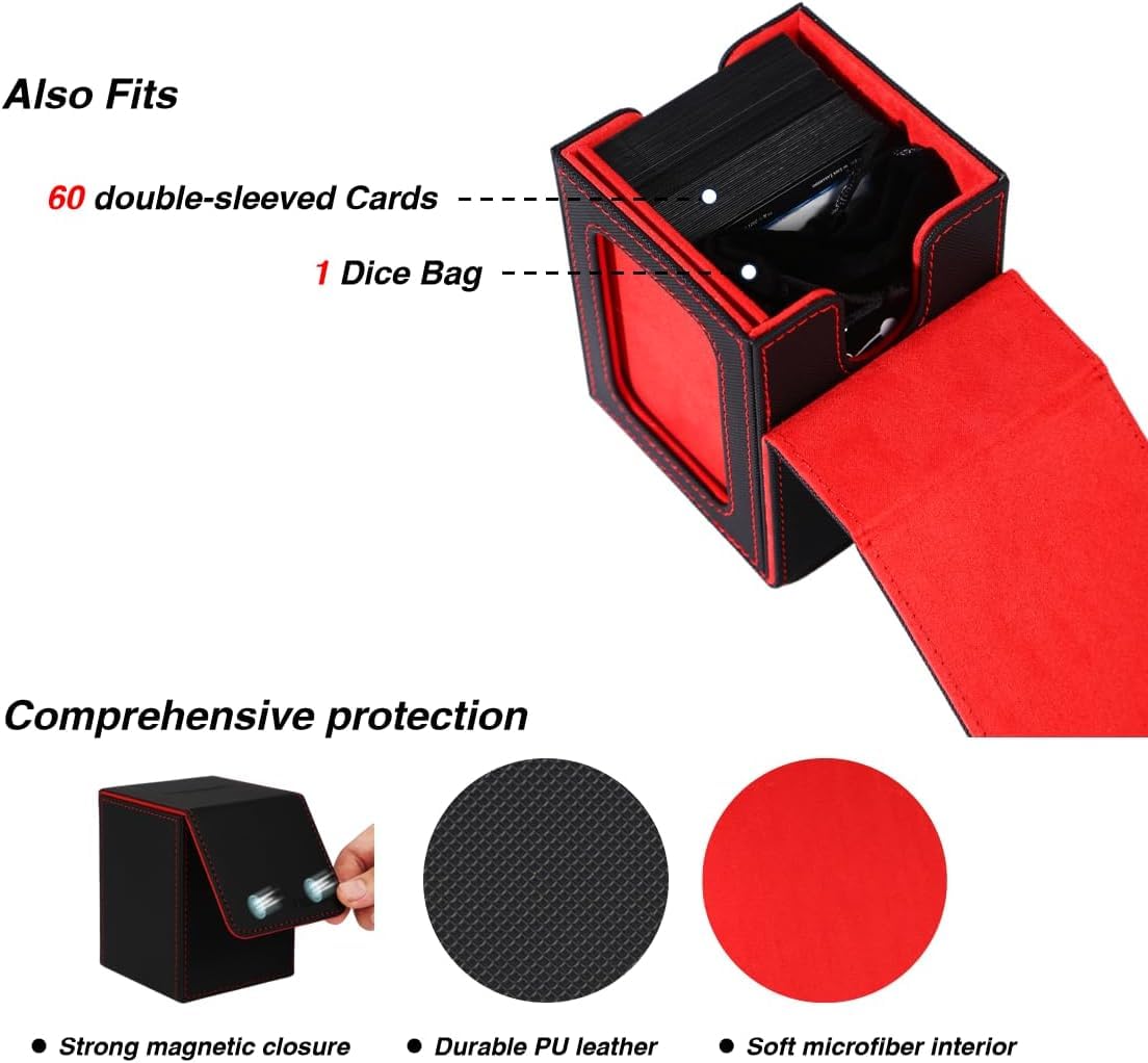 Venssu MTG Deck Box for Commander – Holds 120 Cards, Includes Top Loader & Dividers