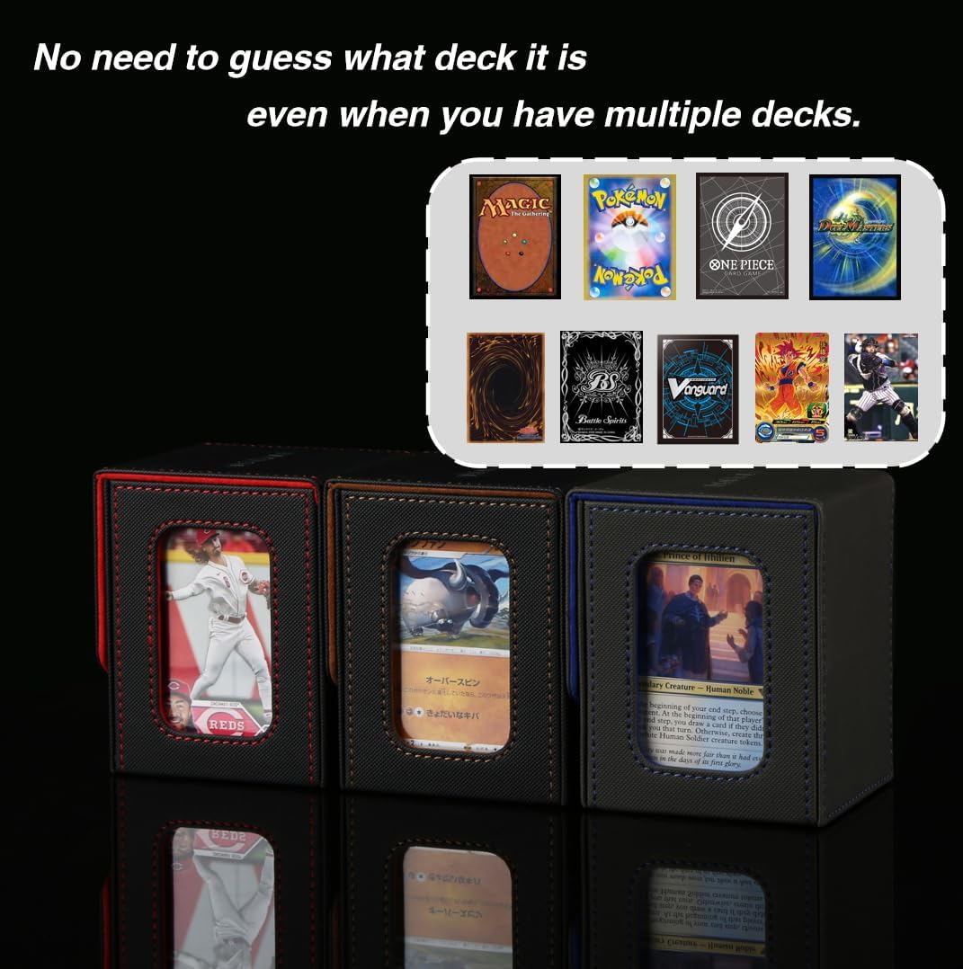 Venssu MTG Deck Box for Commander Display – Holds 100 Double-Sleeved Cards, 2 Dividers & Toploader (Black & Brown)