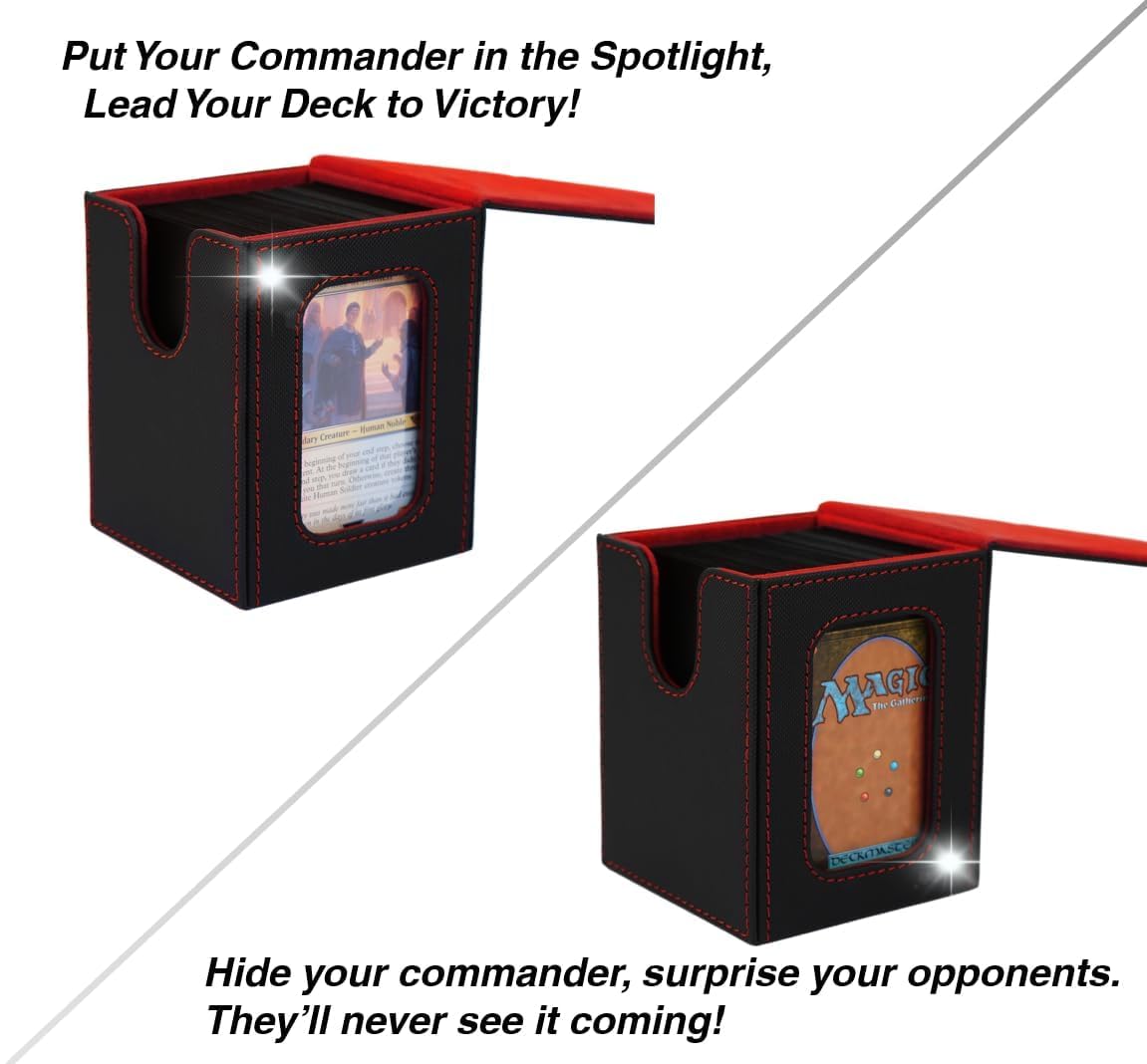 Venssu MTG Deck Box for Commander Display – Fits 100 Double-Sleeved Cards, Top Loader, 2 Dividers (Blue & Red)