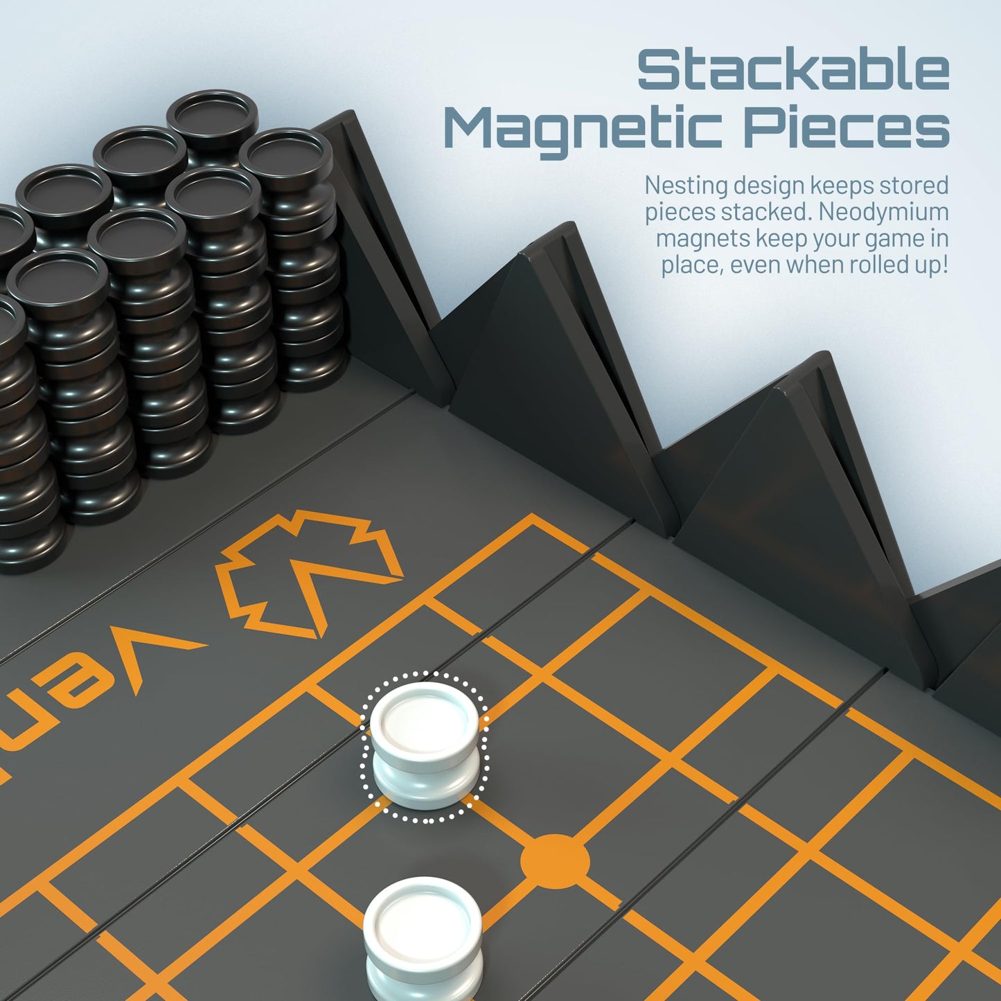 VentureBoard GO 9x9 Folding Magnetic Go Set – Portable Travel Board Game (Black/Grey)