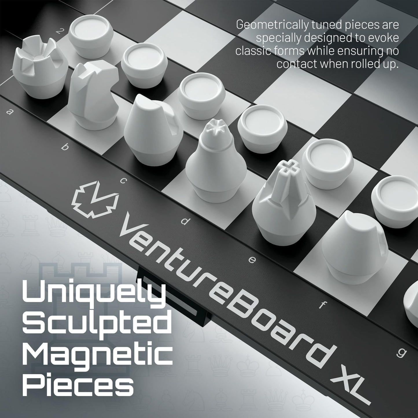 VentureBoard XL – Full-Size 10-Inch Magnetic Folding Chess Set (Black/Grey)