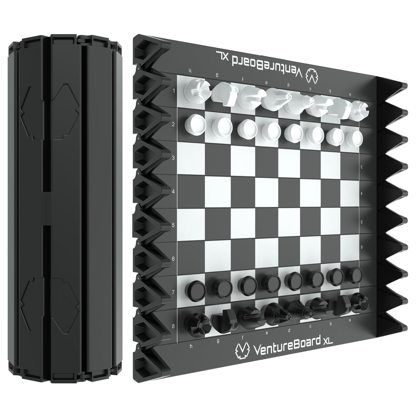 VentureBoard XL – Full-Size 10-Inch Magnetic Folding Chess Set (Black/Grey)