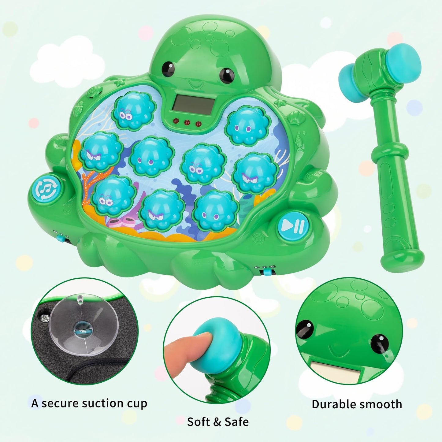 Veoasis Interactive Whack-a-Mole Game for Toddlers – Digital Display, Silent Mode, 26 Levels