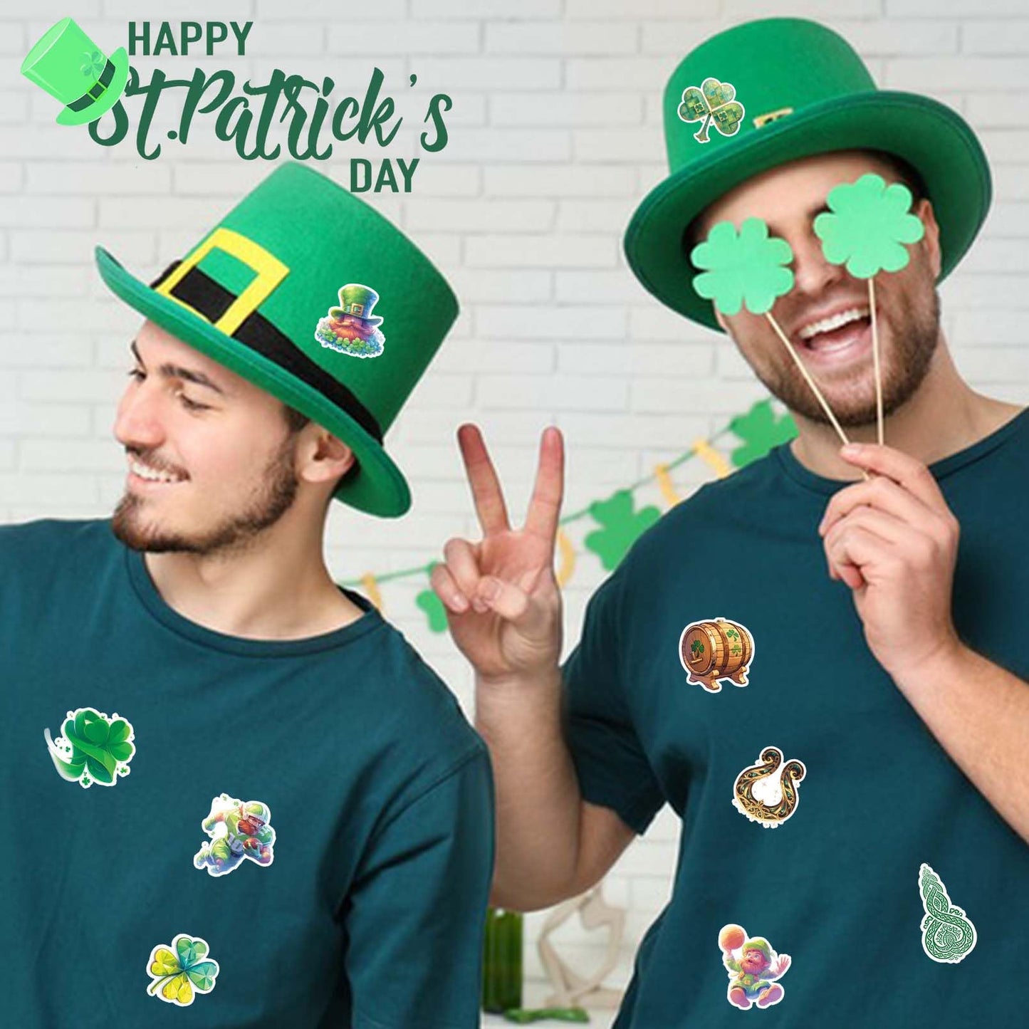 VERKSTAD 105 Pcs St. Patrick's Day Clover Stickers – Festive Vinyl Decals for Laptops, Water Bottles & Scrapbooks