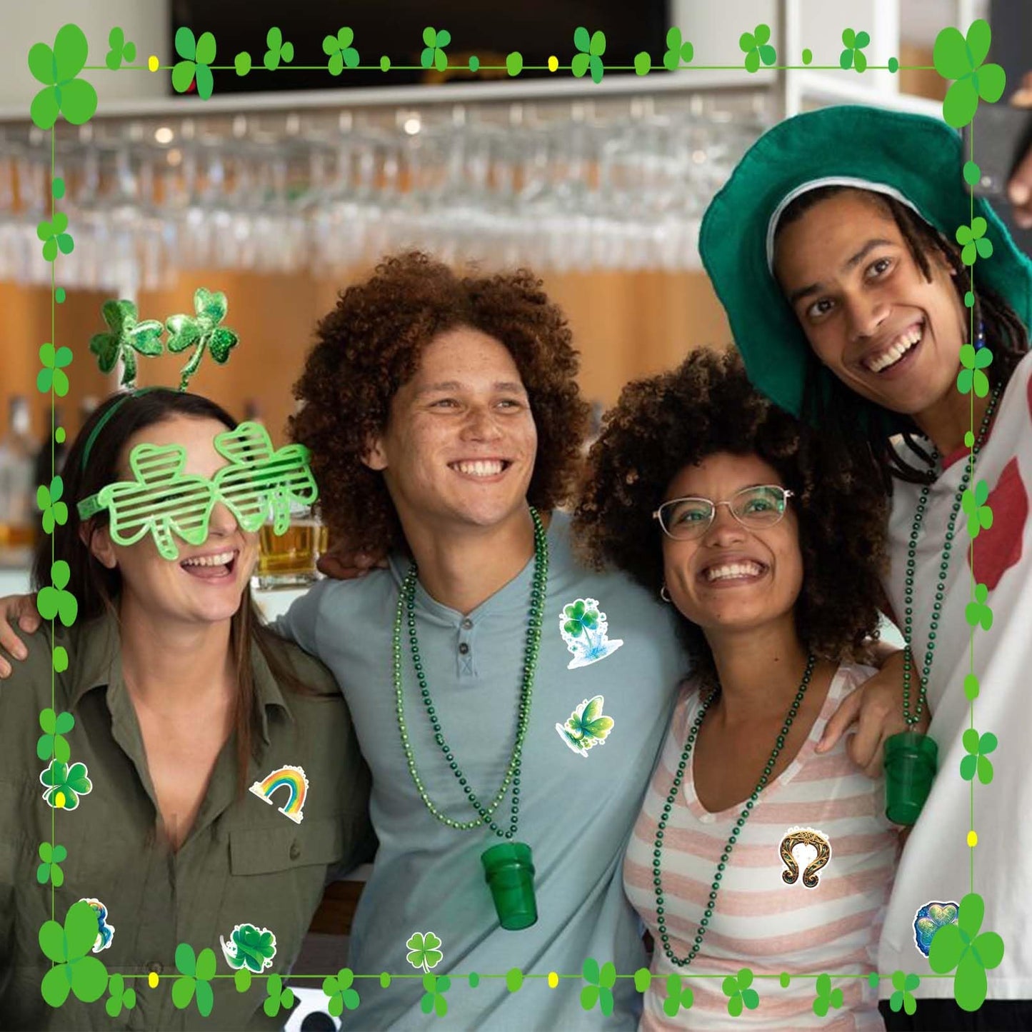 VERKSTAD 105 Pcs St. Patrick's Day Clover Stickers – Festive Vinyl Decals for Laptops, Water Bottles & Scrapbooks