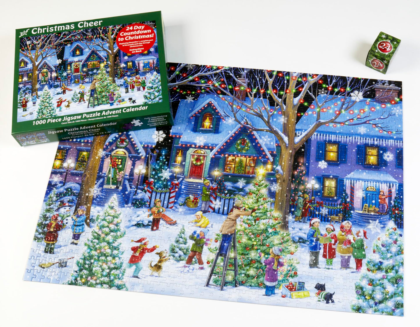 Advent Calendar Jigsaw Puzzle 1000 Pieces – Christmas Cheer by Vermont Christmas Company – Count Down to Christmas, Use Year After Year