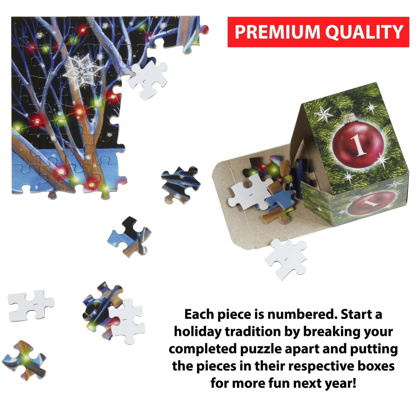 Advent Calendar Jigsaw Puzzle 1000 Pieces – Christmas Cheer by Vermont Christmas Company – Count Down to Christmas, Use Year After Year