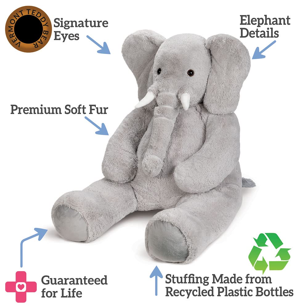 Vermont Teddy Bear Giant Elephant Stuffed Animal - 6-Foot Plush from USA