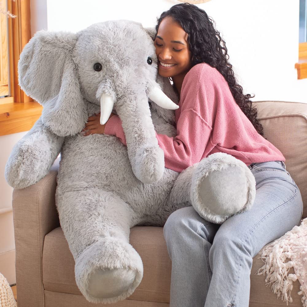 Vermont Teddy Bear Giant Elephant Stuffed Animal – 4-Foot Plush from Giant Cuddle Collection