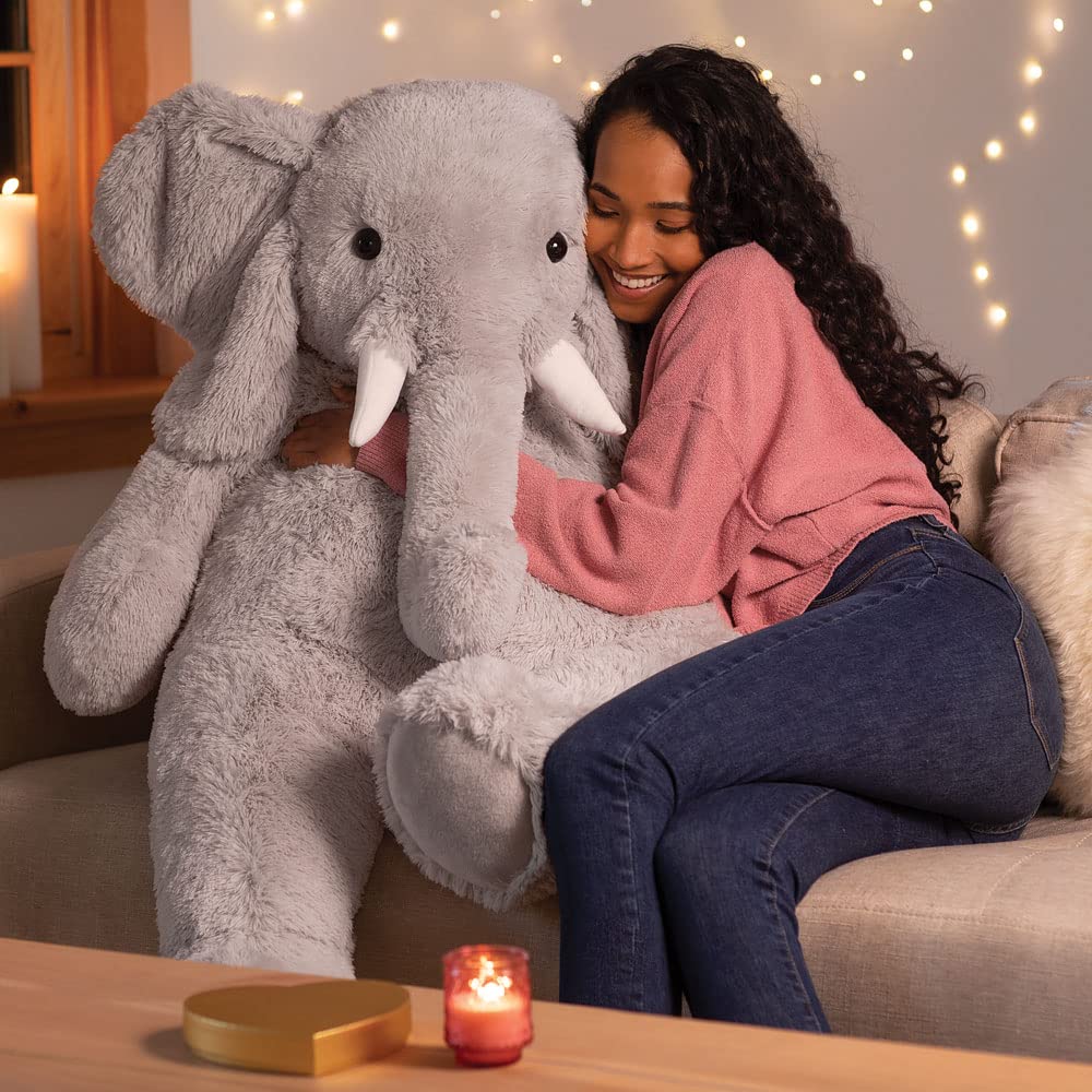 Vermont Teddy Bear Giant Elephant Stuffed Animal – 4-Foot Plush from Giant Cuddle Collection