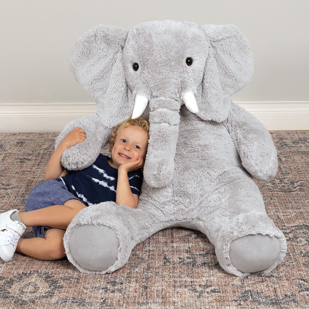 Vermont Teddy Bear Giant Elephant Stuffed Animal – 4-Foot Plush from Giant Cuddle Collection