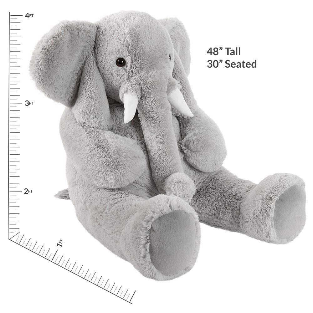 Vermont Teddy Bear Giant Elephant Stuffed Animal – 4-Foot Plush from Giant Cuddle Collection