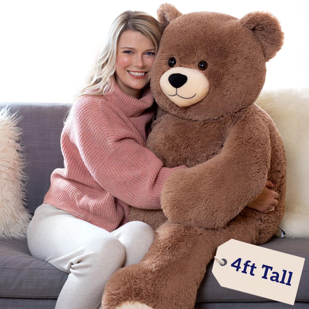 Vermont Teddy Bear Giant Teddy Bear - 4-Foot Plush from Giant Cuddle Collection | USA Crafted