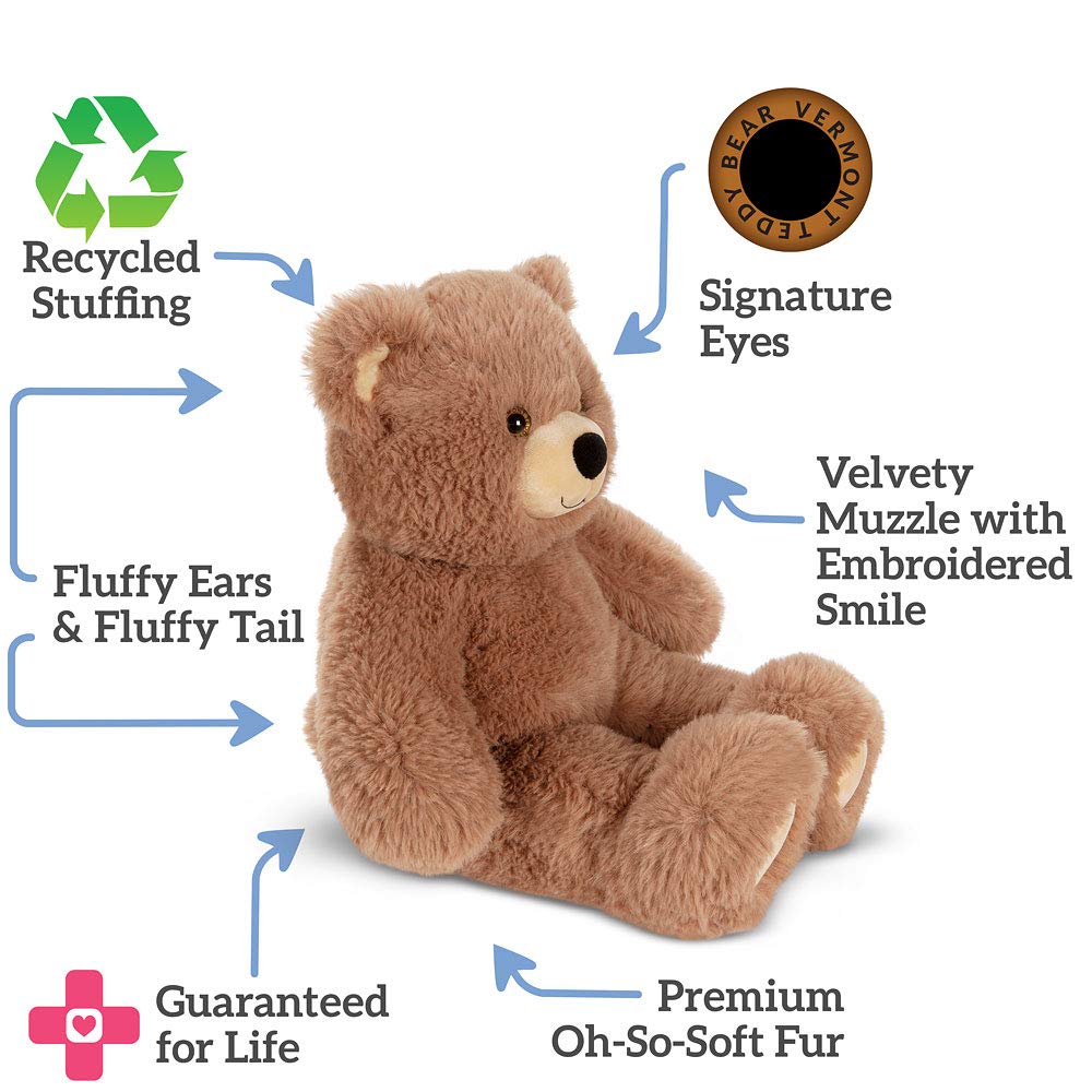 Vermont Teddy Bear Cuddly Soft – 18-Inch Brown Plush Bear | Huggable Gift for All Ages