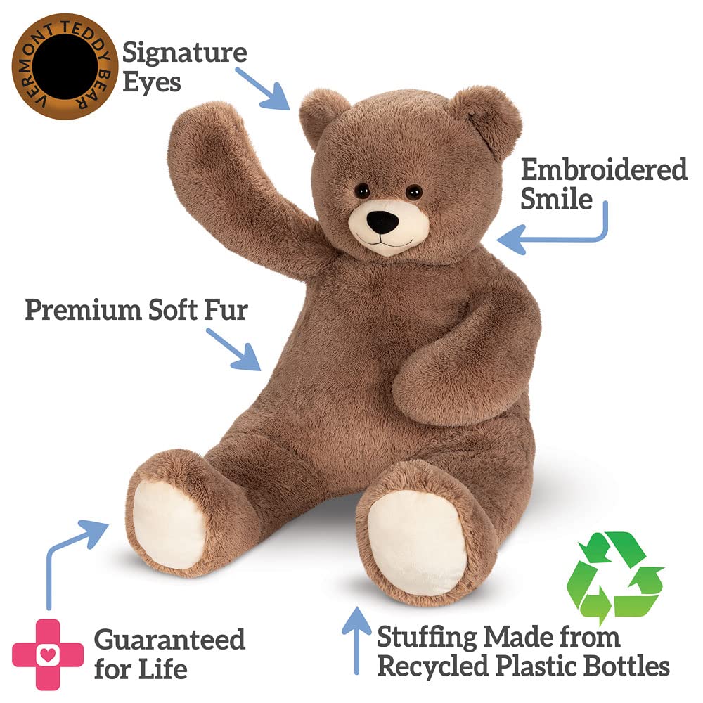 Vermont Teddy Bear Giant Teddy Bear - 4-Foot Plush from Giant Cuddle Collection | USA Crafted