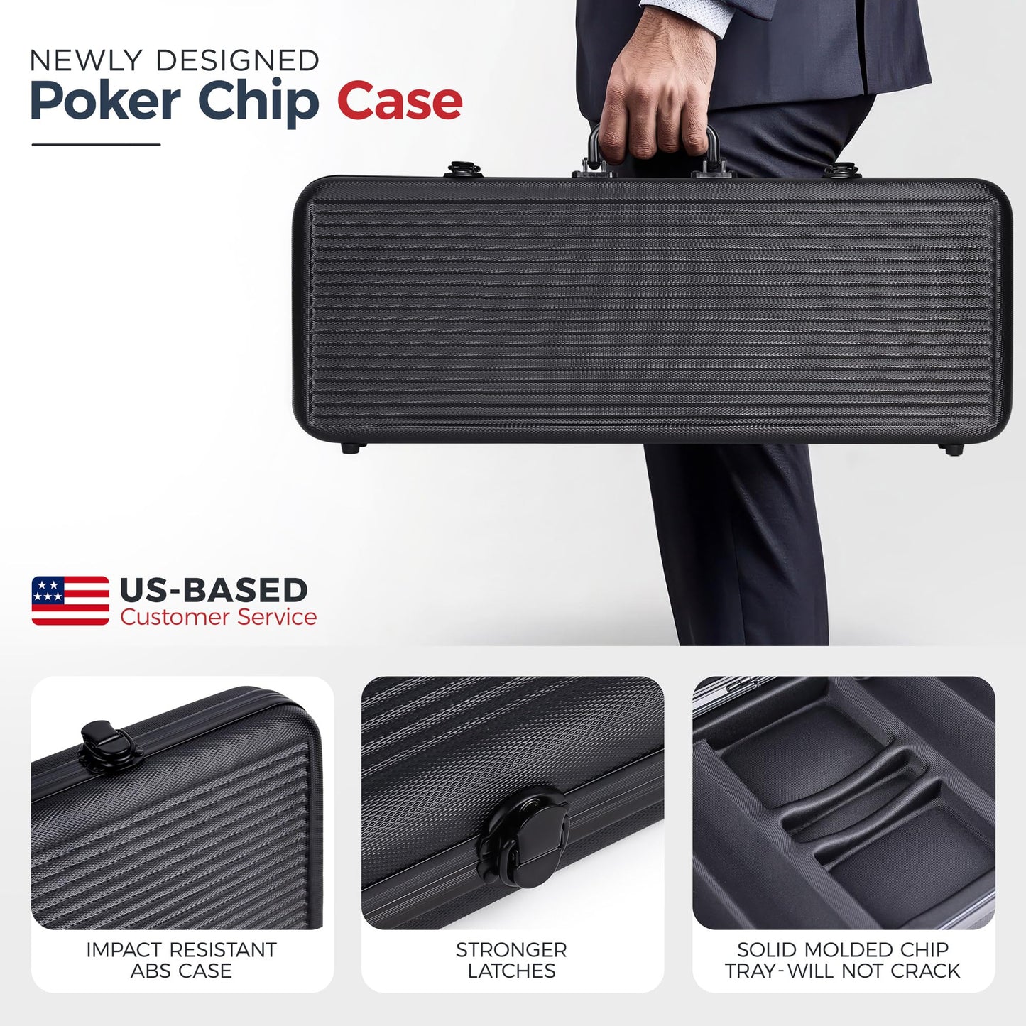 Versa Games Poker Chips Set – 500-Piece 13.5g Clay Chips with Denominations + Upgraded Case
