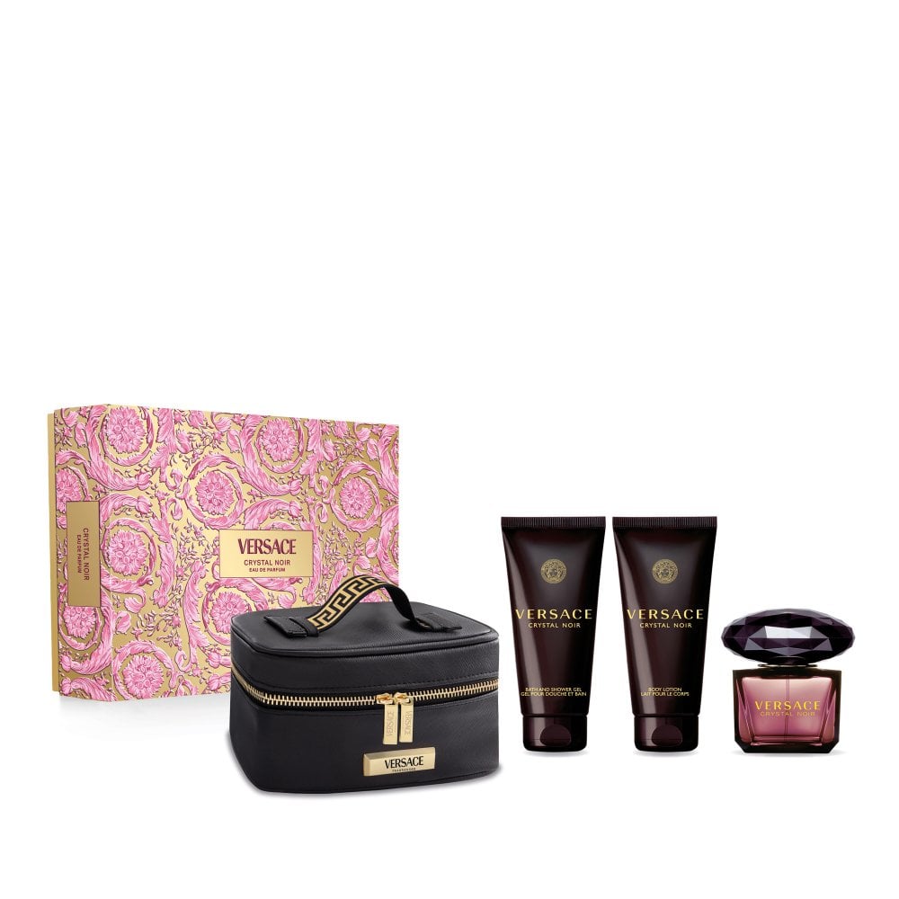 Versace Crystal Noir Gift Set 90ml EDP + 100ml Body Lotion + 100ml Shower Gel + Pouch