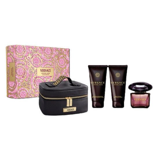 Versace Crystal Noir Gift Set 90ml EDP + 100ml Body Lotion + 100ml Shower Gel + Pouch
