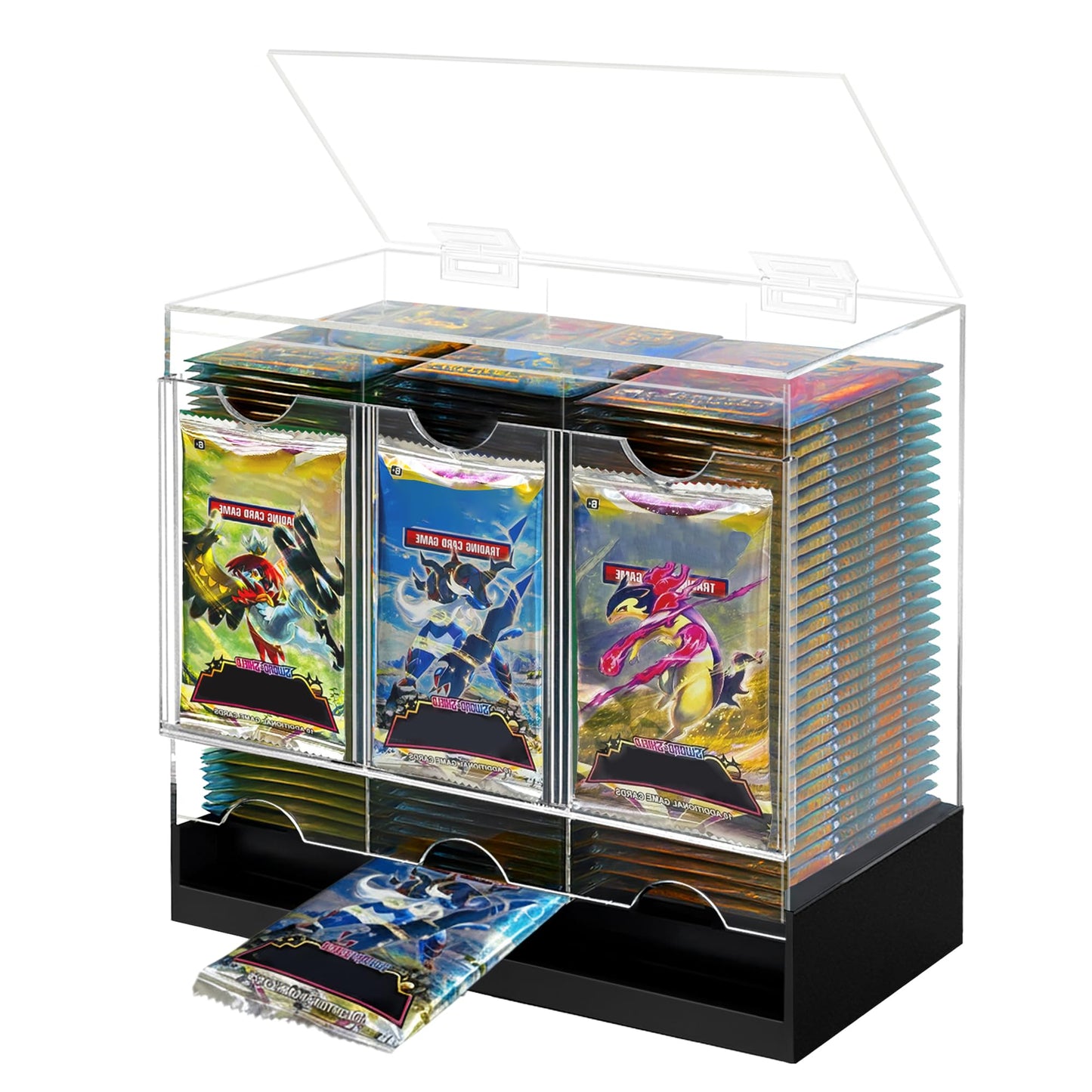 Verssure 3-Slot Booster Pack Dispenser with Non-Slip Base – Acrylic Card Holder for 108+ Booster Packs