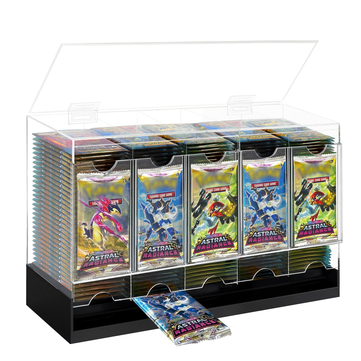 Verssure 5-Slot Booster Pack Dispenser with Non-Slip Base – Acrylic Card Holder for Trading Cards (Fits 200 Packs)