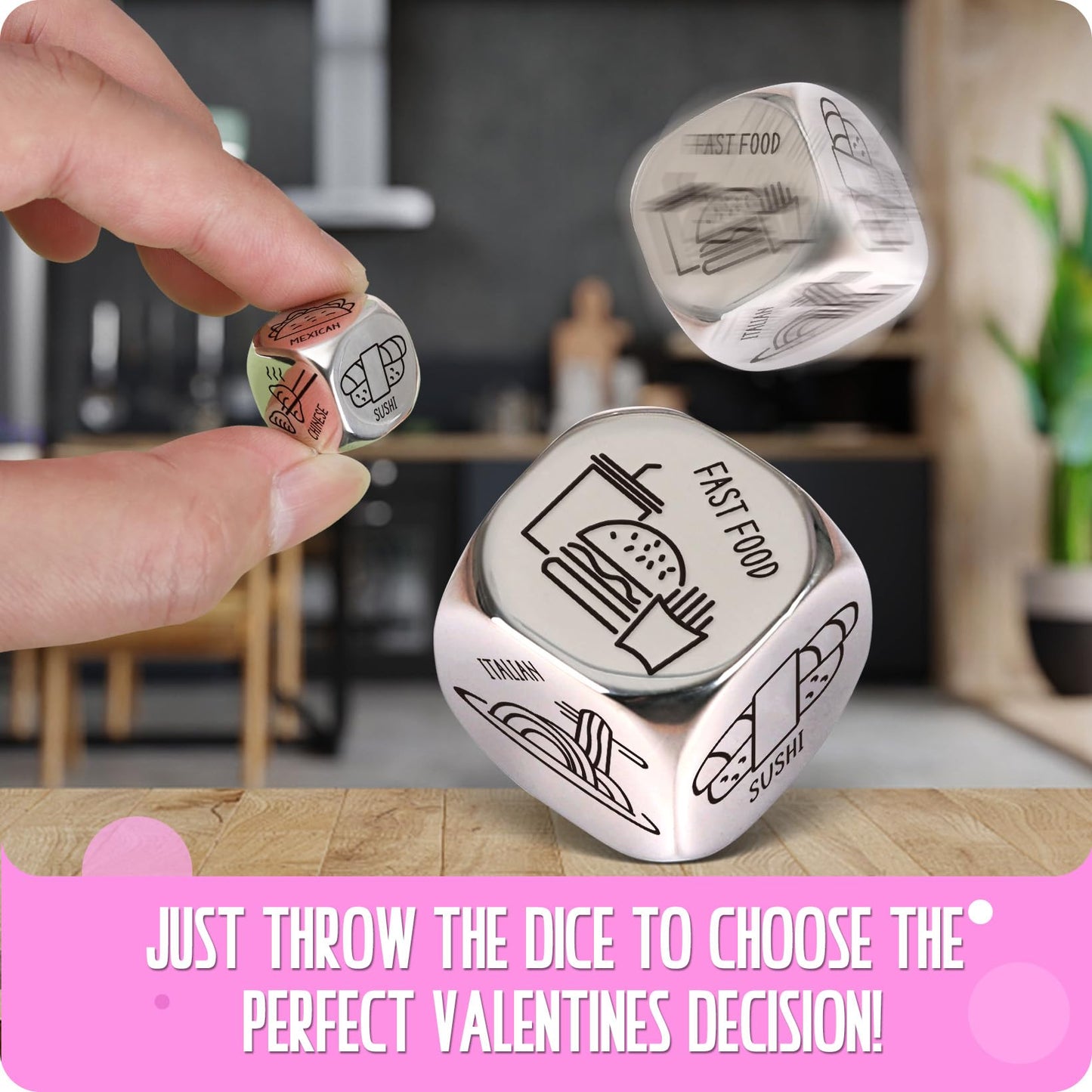 VERTHMOE Valentines Day Dice for Him — Steel Date Night Dinner Ideas