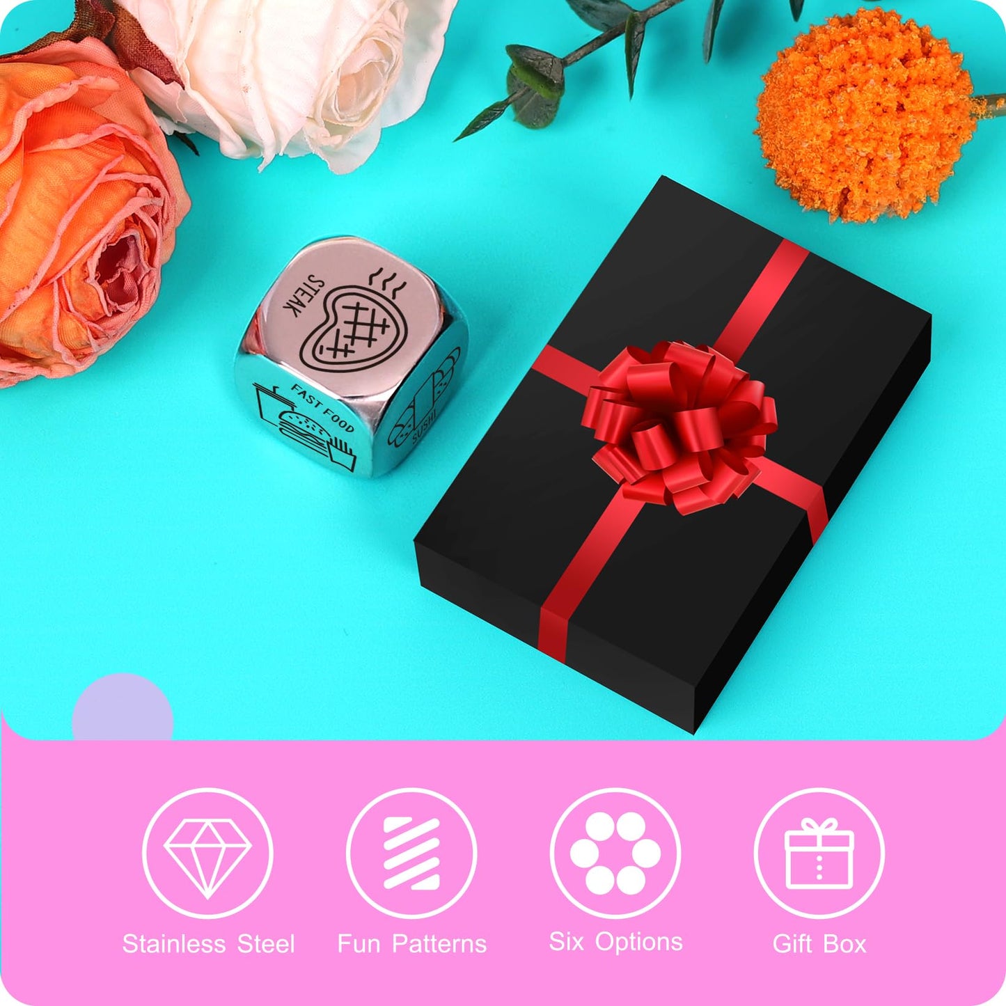 VERTHMOE Valentines Day Dice for Him — Steel Date Night Dinner Ideas