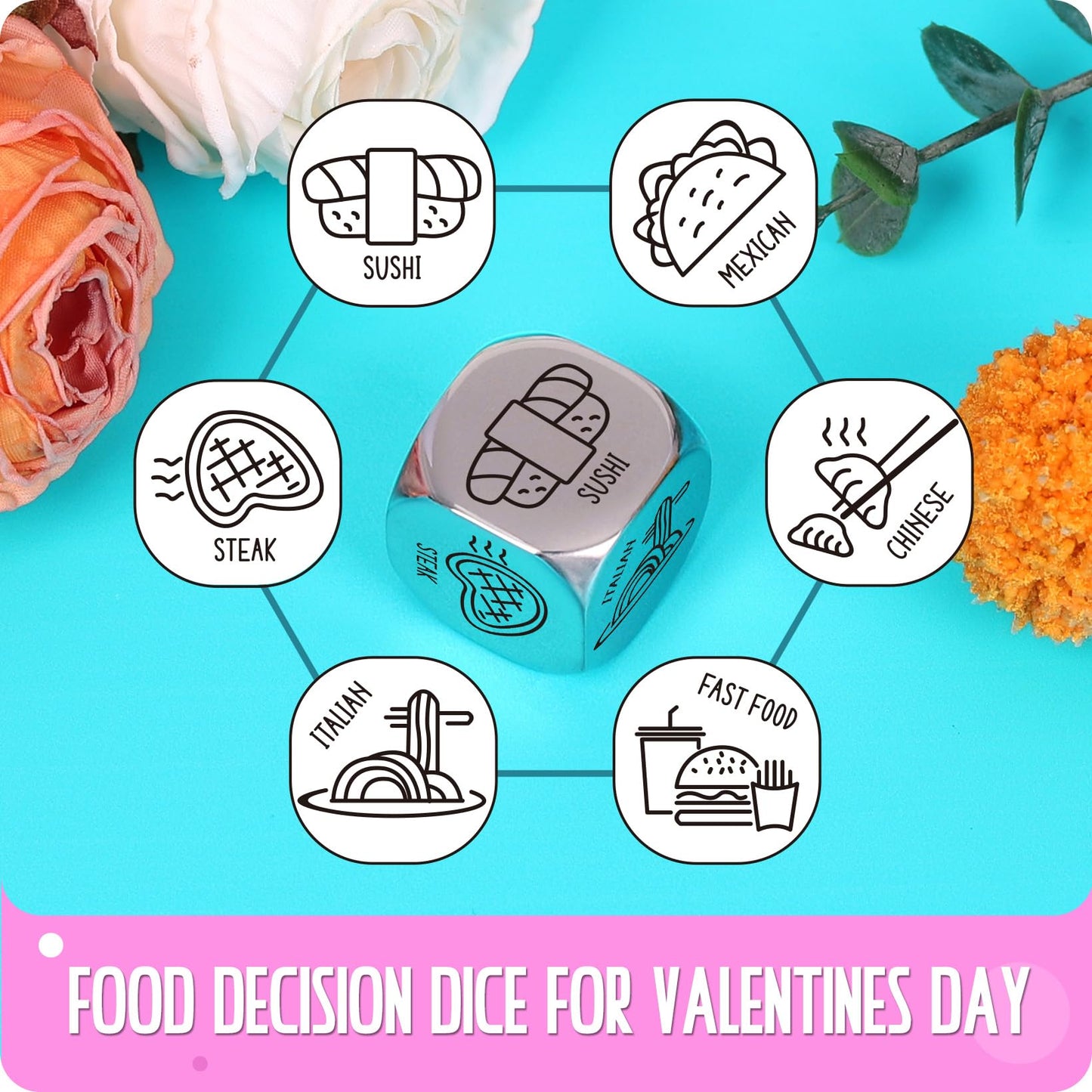 VERTHMOE Valentines Day Dice for Him — Steel Date Night Dinner Ideas