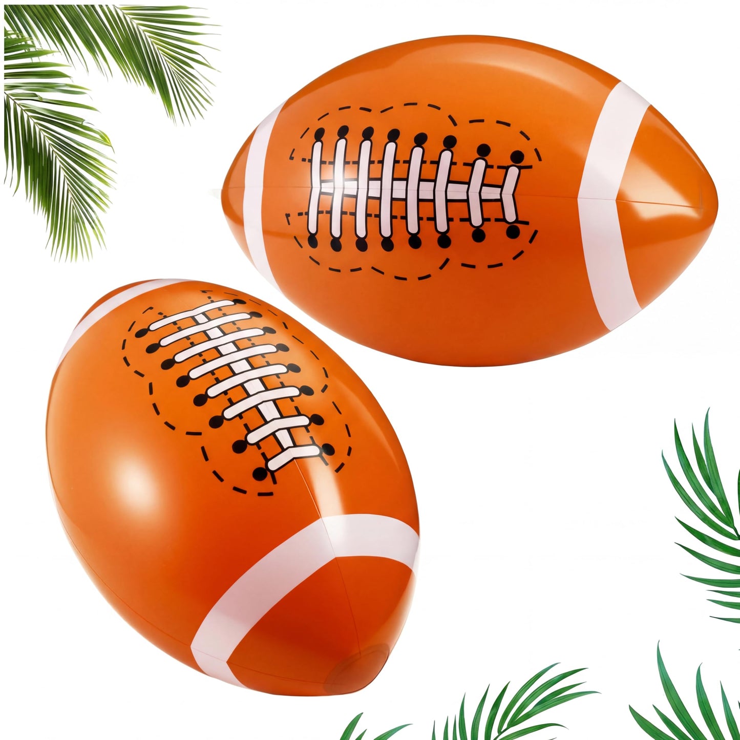 Vertintong 2 Pack 20-Inch Inflatable Footballs – Beach Pool Party Toys
