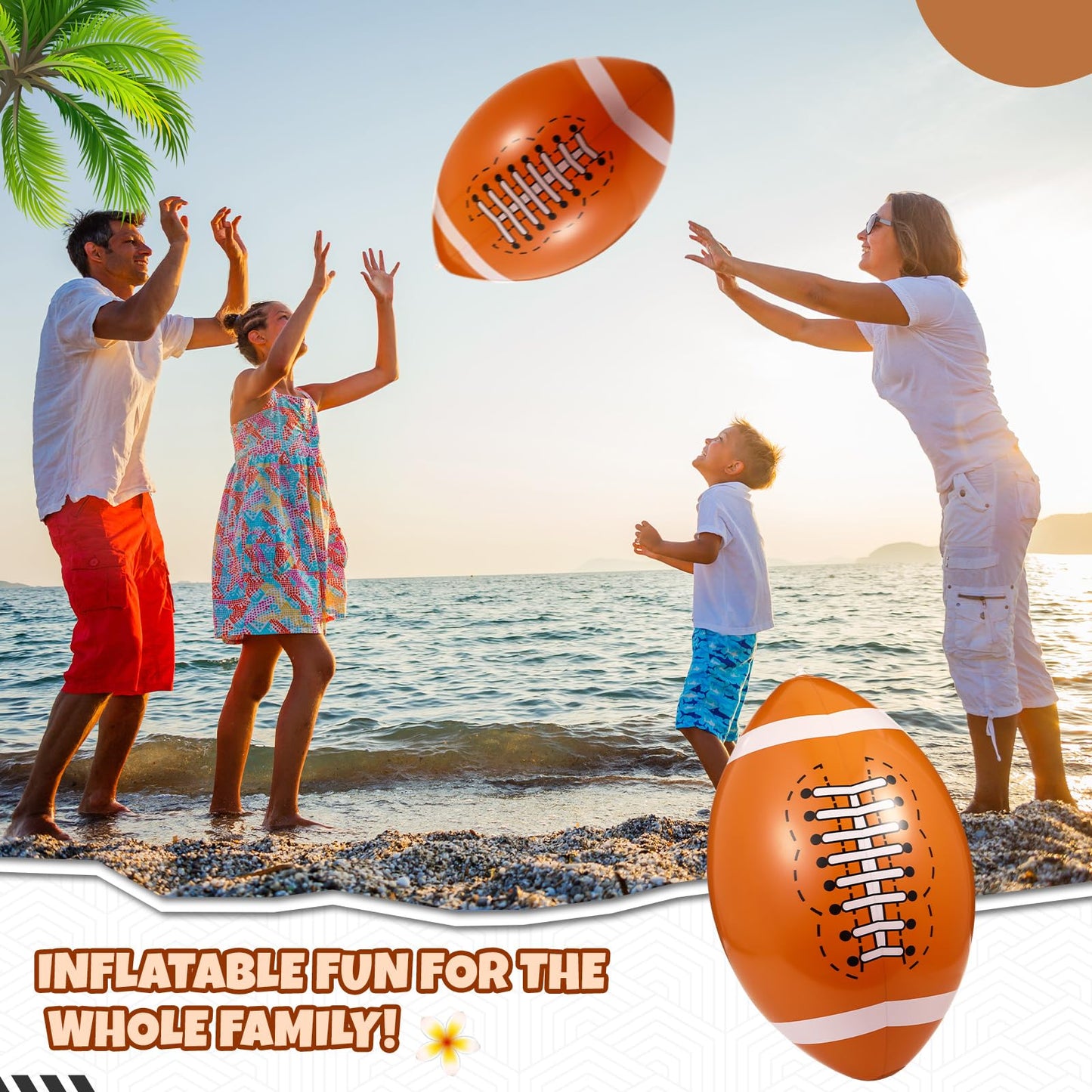Vertintong 2 Pack 20-Inch Inflatable Footballs – Beach Pool Party Toys