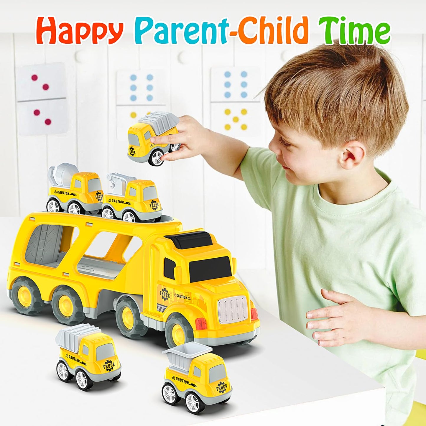 Veslier Toddler 5-in-1 Construction Truck Set + 4 Pull-Back Vehicles (Ages 3–5)