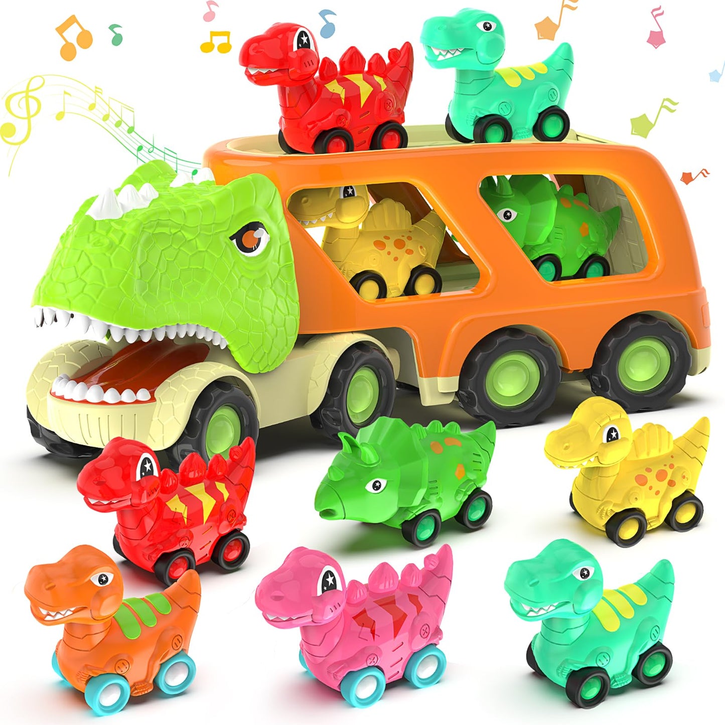 Veslier Dinosaur Transport Truck – 6 Mini Dinosaurs, Music & Roaring Sounds | Gift for 2+