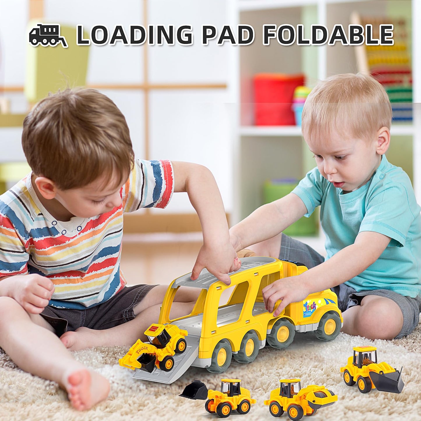 Veslier 5-in-1 Construction Truck Toy for Ages 3-6 – Friction-Powered, No Batteries