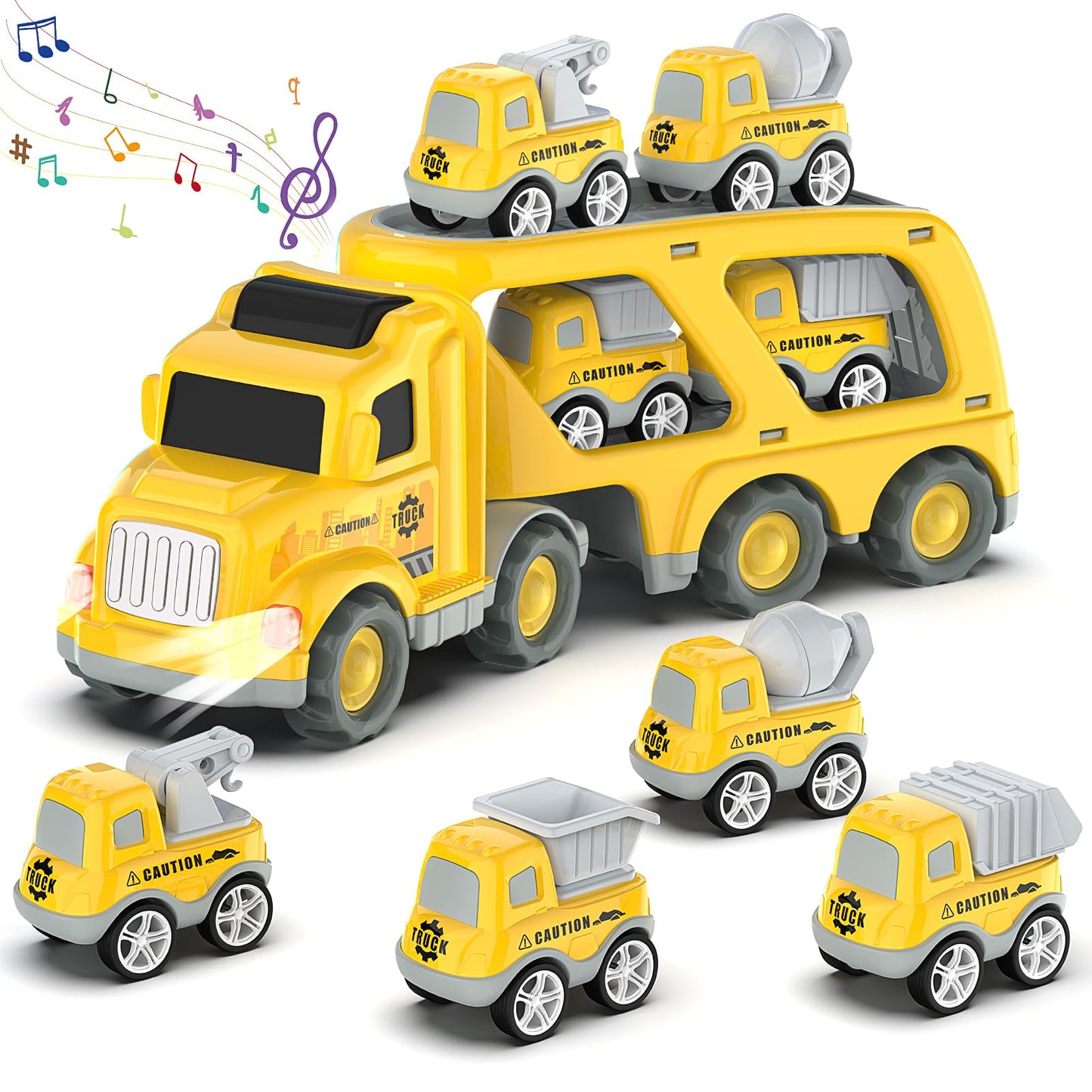 Veslier Toddler 5-in-1 Construction Truck Set + 4 Pull-Back Vehicles (Ages 3–5)