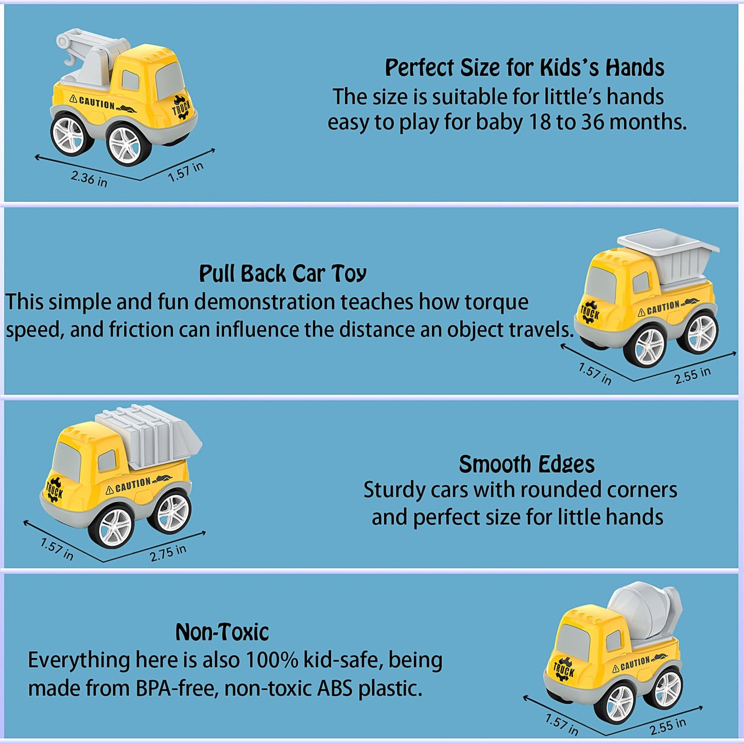 Veslier Toddler 5-in-1 Construction Truck Set + 4 Pull-Back Vehicles (Ages 3–5)