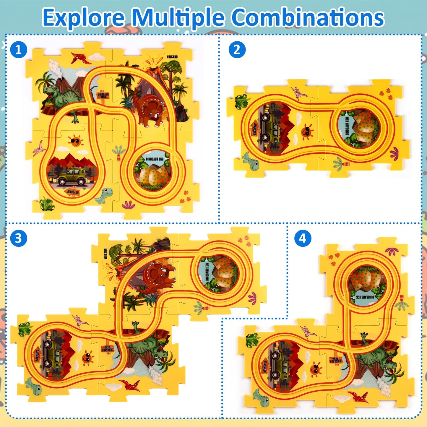 VESPRO 4 Series Toddler Car Track Set – 68-Piece Educational Puzzle Toys for Ages 3+